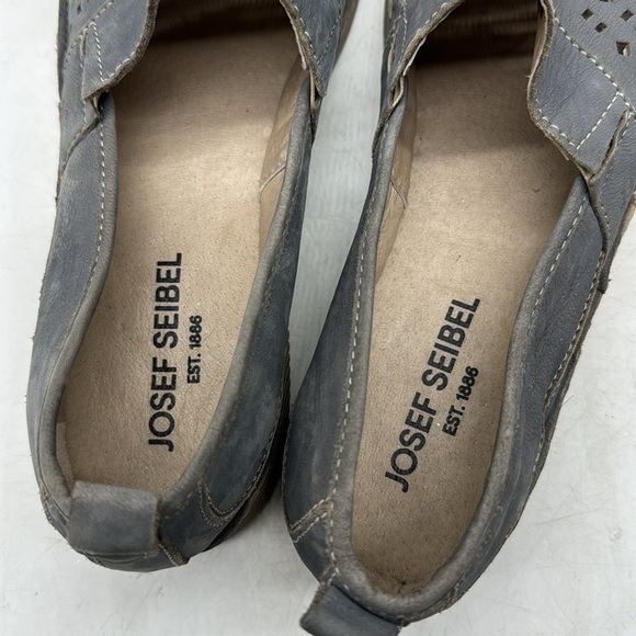 Josef Seibel Blue Leather Cut Out Loafer Size 41 MCL5065B - Picture 5 of 9